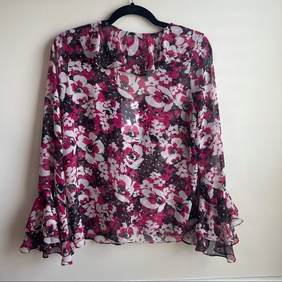 Misa Los Angeles floral ruffle bell sleeve blouse small boho fall cottage core - Picture 8 of 12
